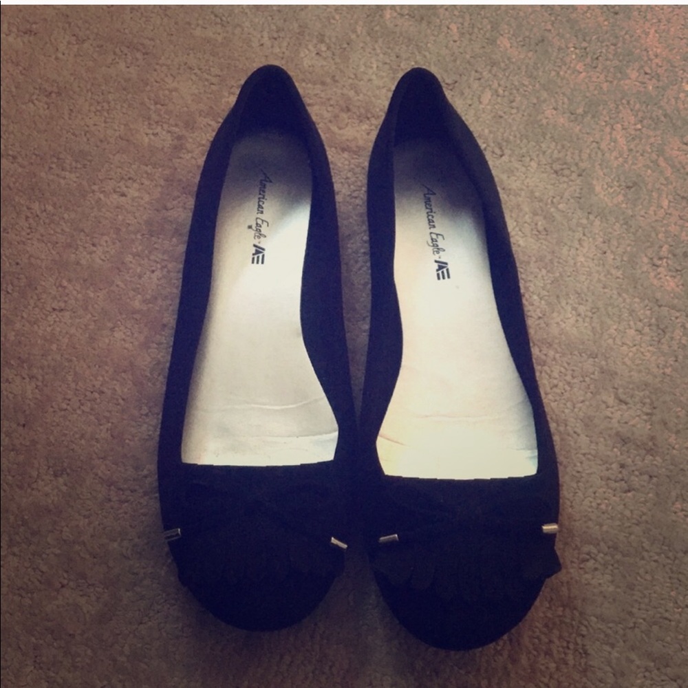 Suede black flats